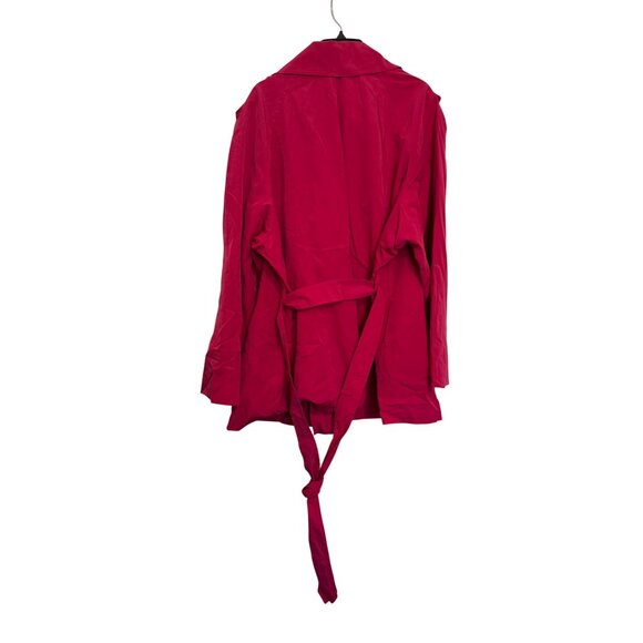 London Fog Womens Double-Breasted Belted Trench Coat Size 3X Bold Pink - Picture 2 of 4